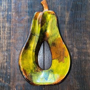 Bronze and Green Ceramic Pear